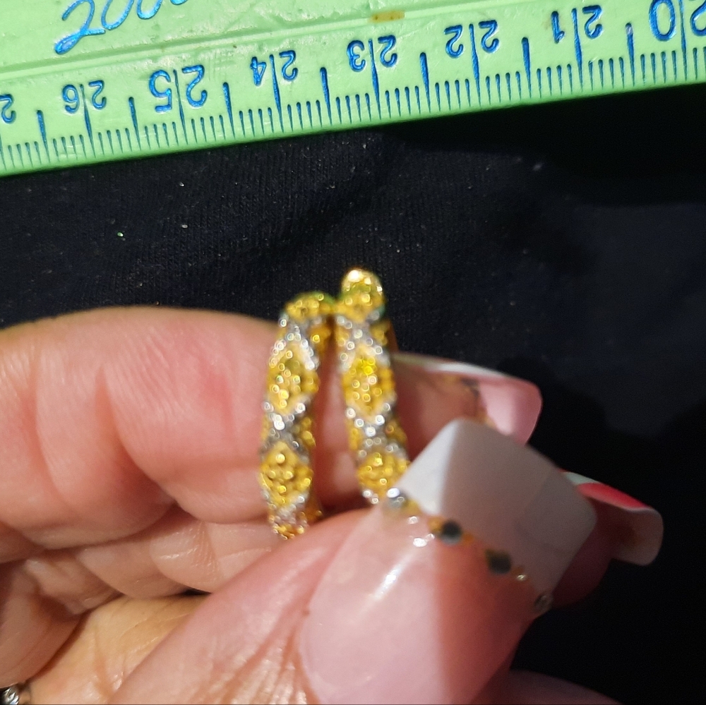 GENUINE SOLID 14K YELLOW GOLD 💛 OVER Genuine STAINLESS STEEL HOOPS EARRINGS